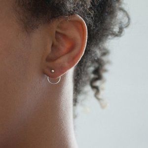 Minimalist Stud Hoop Earrings (Silver)